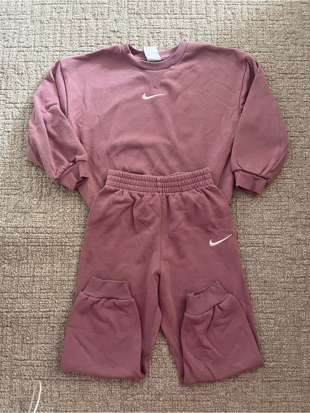 Nike Kids Mauve Sweatshirt & Joggers Set with White Swoosh
